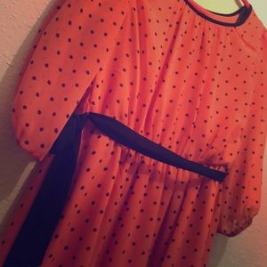 Peach polka dot dress